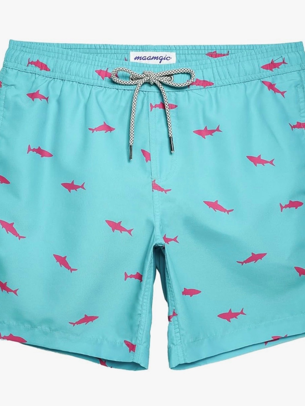 maamgic Mens Shark Swim Trunks, 7 inch